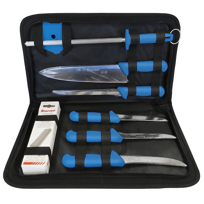 Starrett BKK-8B Professional Hunting & Fishing Knife Set  Blue September Edition