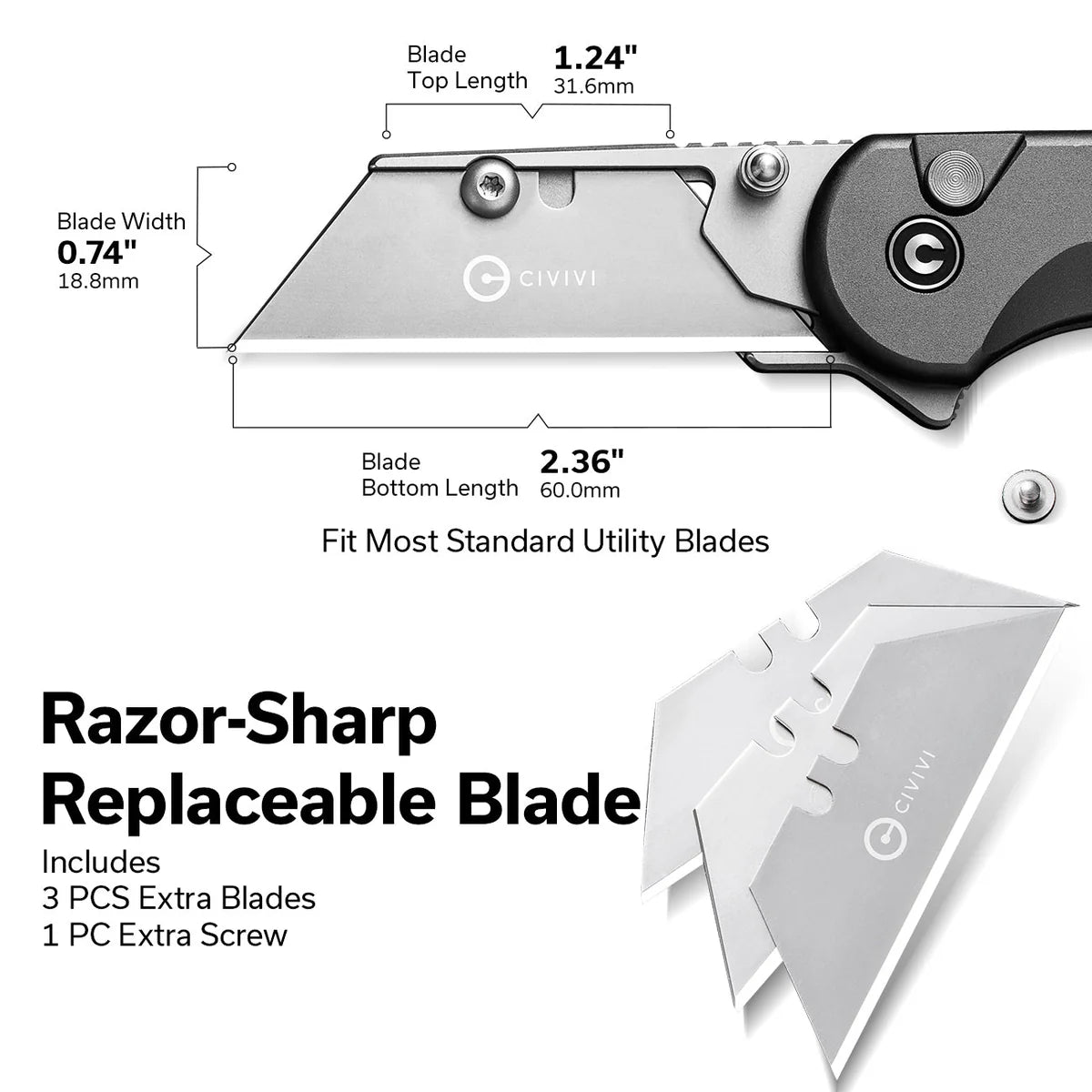 CIVIVI Elementum Utility Thumb Stud & Button Lock Knife Aluminum Handle