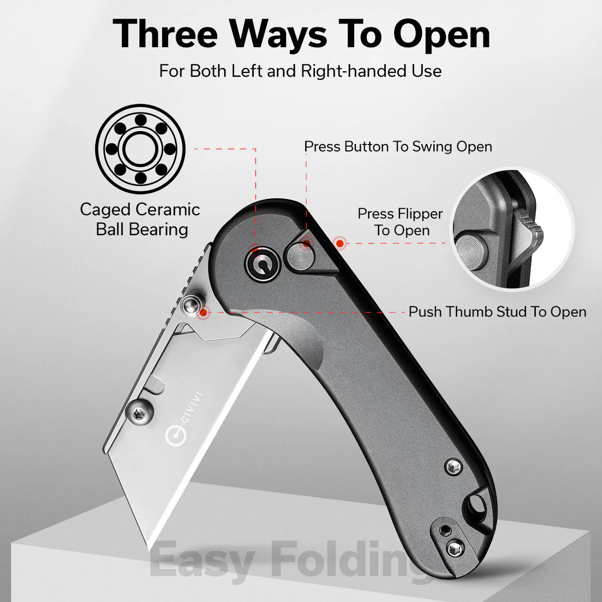 CIVIVI Elementum Utility Thumb Stud & Button Lock Knife Aluminum Handle