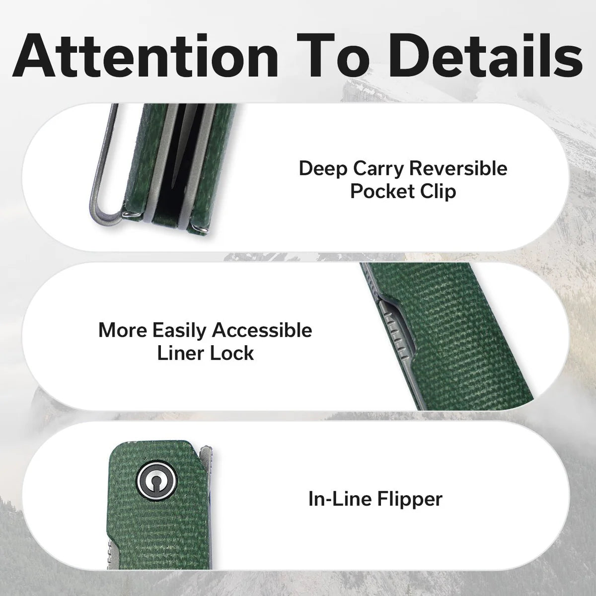 CIVIVI Sendy | Green Canvas Micarta Handle Gray Stonewashed Nitro-V Blade